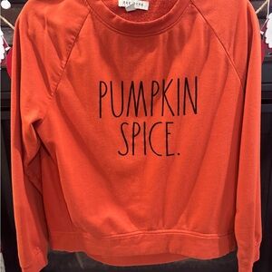 Rae Dunn Pumpkin Spice Crew Neck Sweater - Vibrant Orange Size Small
